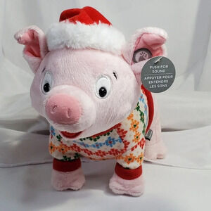 Hallmark Christmas Seasons Squealings Pig Musical Sound Plush Plays Jingle Bells